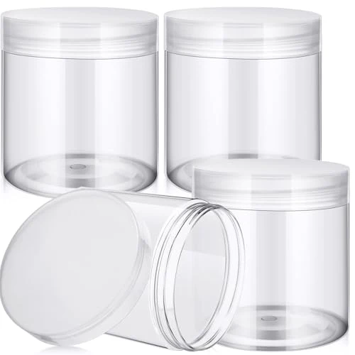 User-Friendly 4 Pcs Plastic Jars Wide Mouth with Lids 4 Count Genuine