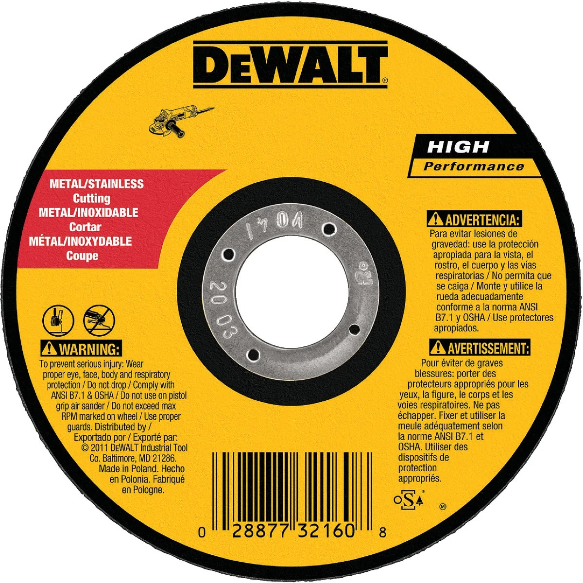 Elite DeWalt HP Type 1 5 In. x 0.045 In. x 7 8 In. Metal Stainless Cut-Off Wheel Proven