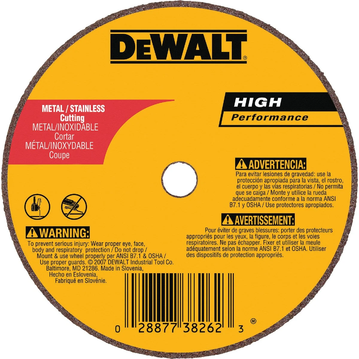 Efficient DeWalt HP Type 1 4 In. x 1 16 In. x 1 4 In. Metal Stainless Cut-Off Wheel Consistent