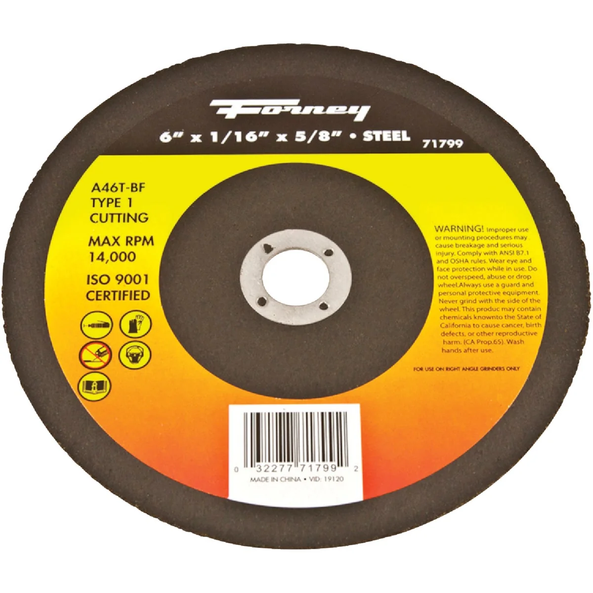 Premium Forney Type 1 6 In. x 1 16 In. x 5 8 In. Steel Cut-Off Wheel Advanced