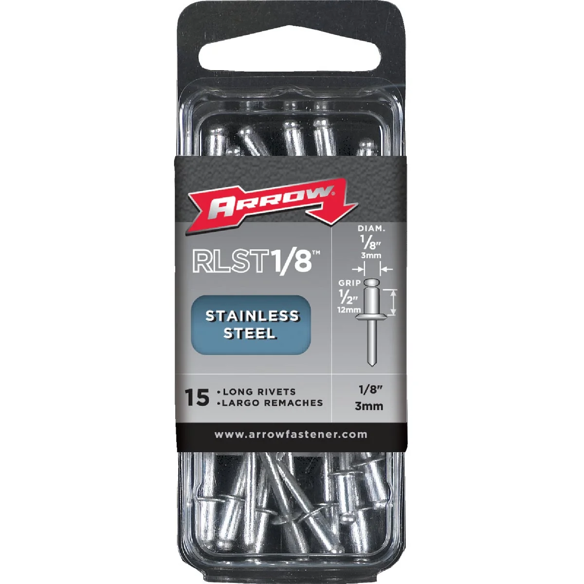 Selected Arrow 1 8 In. x 1 2 In. Stainless Steel Rivet 15 Count Detailed