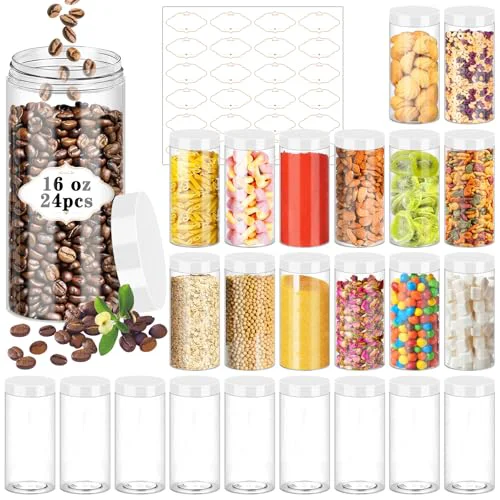 Trusted Plastic Jars with Lids 16 OZ 24 Count Proven