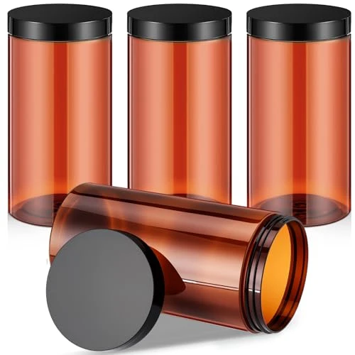Outstanding 4 Pcs Plastic Jars Wide Mouth with Lids 4 Count Premium