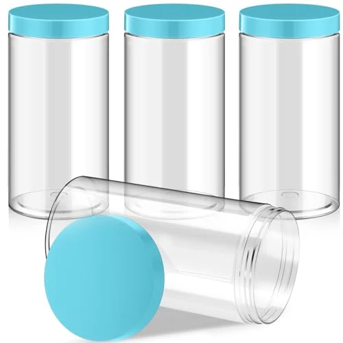 Easy-to-Use 4 Pcs Plastic Jars Wide Mouth with Lids 4 Count Recyclable