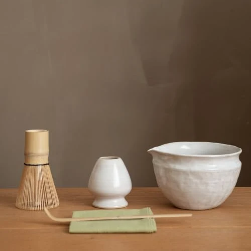 Reusable Matcha Set with Handmade Ceramic Bowl Bamboo Whisk Certified