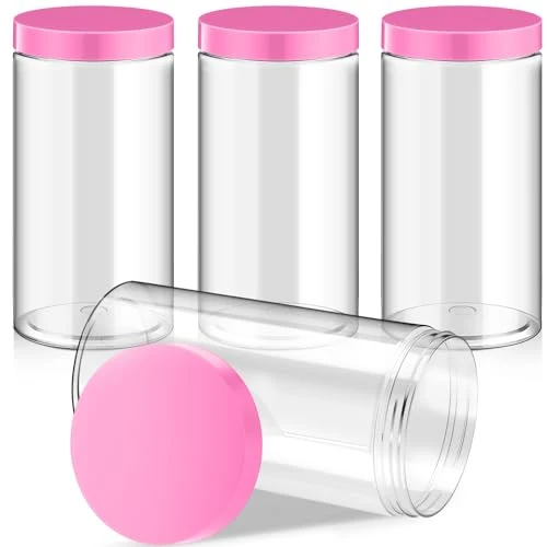 Original 4 Pcs Plastic Jars Wide Mouth with Lids 4 Count High-End