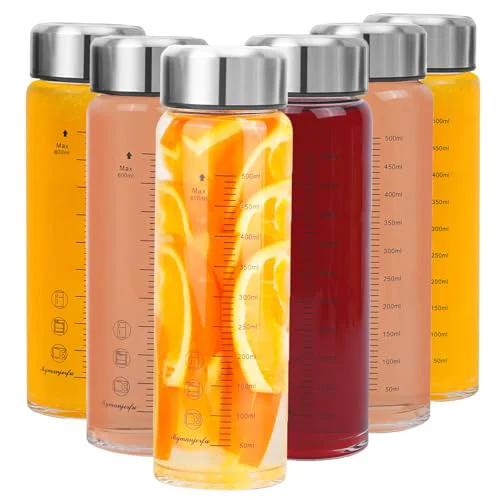 Pure Glass Juice Bottles 6 Pack 20 oz 6 Count Natural