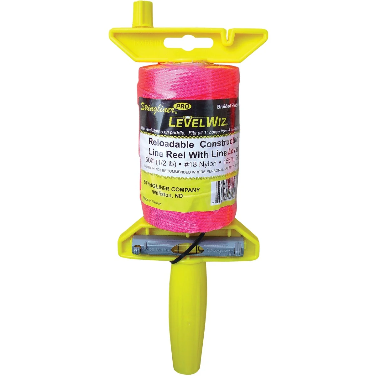 Natural Stringliner LevelWiz 500 Ft. Fluorescent Pink Braided Nylon Mason Line Reel Efficient