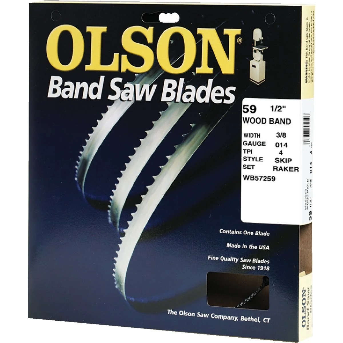 Crafted Olson 59-1 2 In. x 3 8 In. 4 TPI Skip Wood Cutting Band Saw Blade Detailed