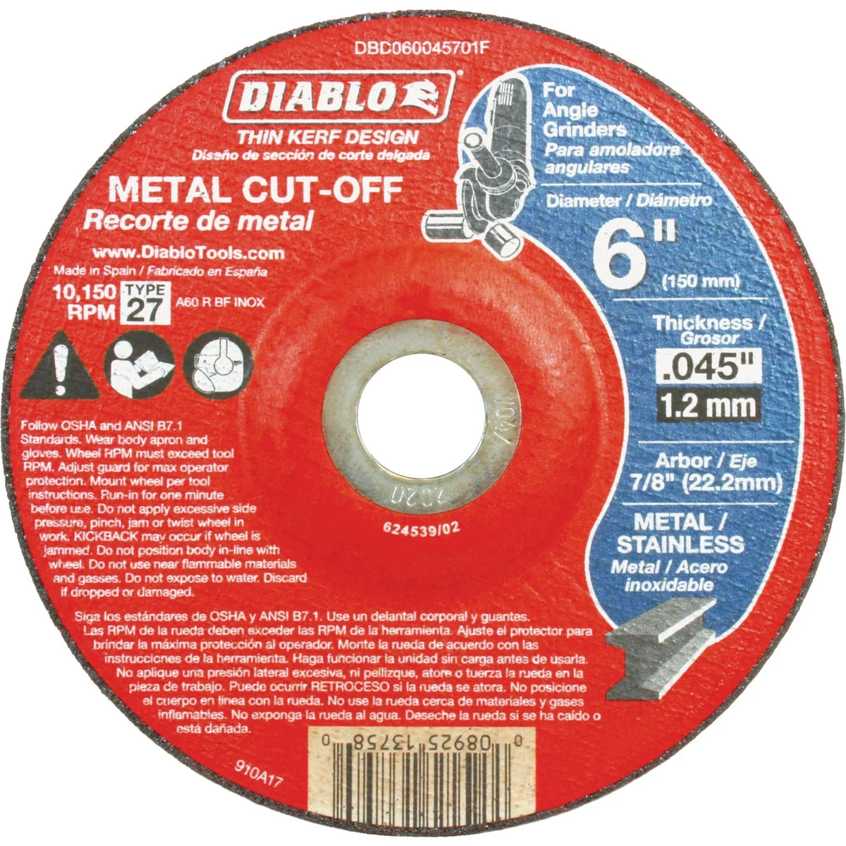 Functional Diablo Steel Demon Type 1 6 In. x 0.045 In. x 7 8 In. Metal Cut-Off Wheel Elegant