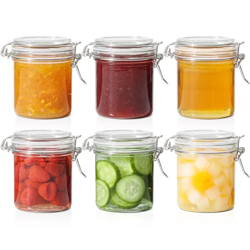 Powerful Small Mason Glass Jars with Airtight Lids 8 oz 6 Pack Pantry 6 Count Convenient