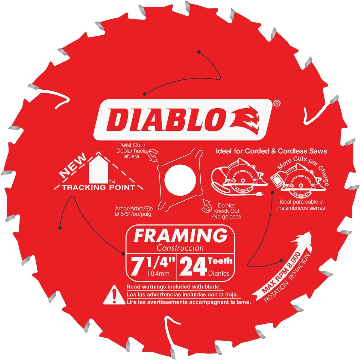 Enhanced Diablo 7-1 4 In. 24-Tooth Framing Circular Saw Blade Environmentally Friendly