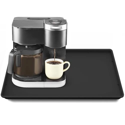Secure Silicone Coffee Maker Mat with Lip for Countertops Detailed