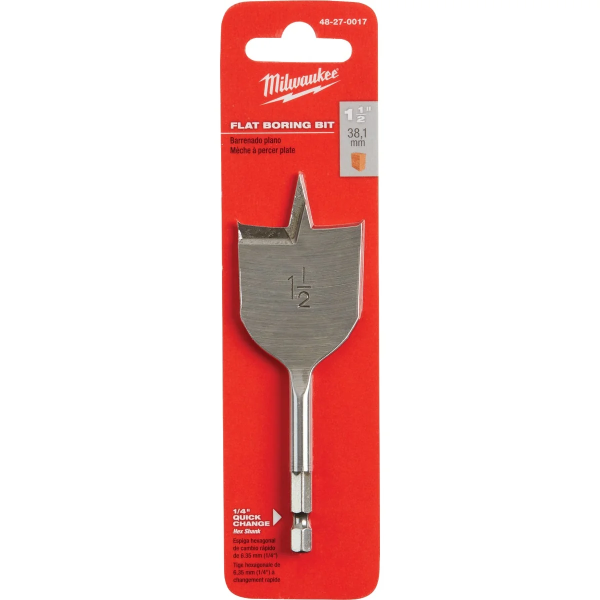 Clean Milwaukee 1-1 2 In. x 4-1 2 In. Spade Bit Exclusive