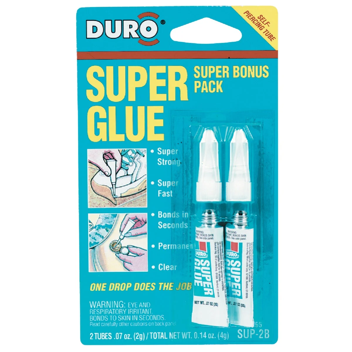Long-Lasting Duro 0.07 Oz. Liquid Super Glue 2-Pack Pure