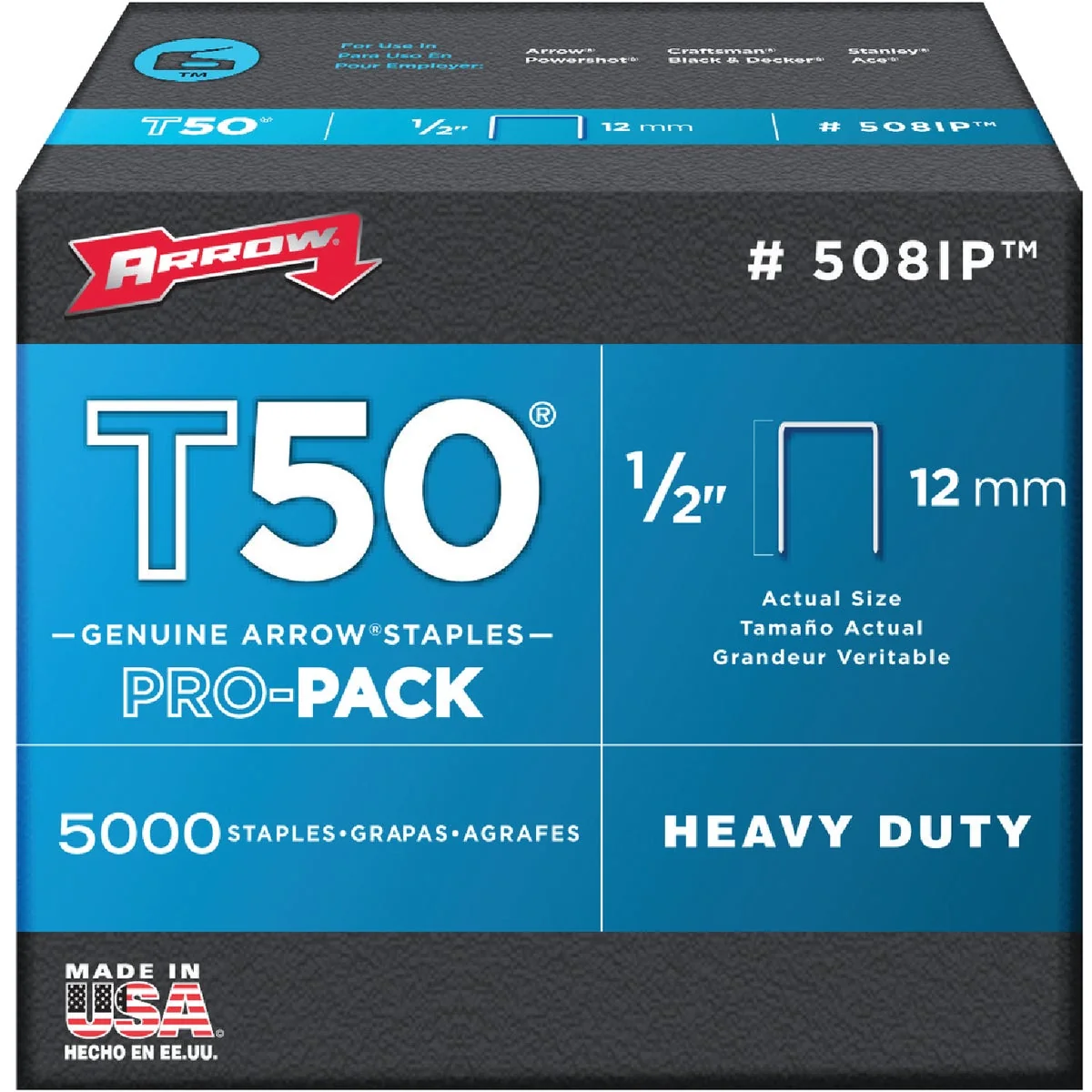 Smooth Arrow T50 Pro-Pack Heavy-Duty Staple 1 2 In. 5000-Pack Superior