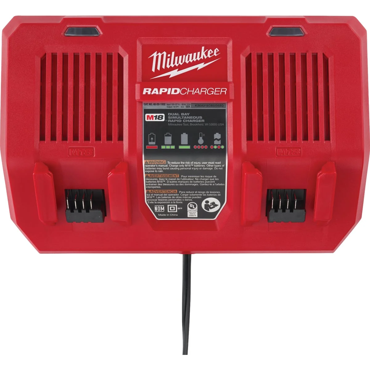 Flexible Milwaukee M18 18 Volt Lithium-Ion Dual Bay Simultaneous Rapid Battery Charger Powerful