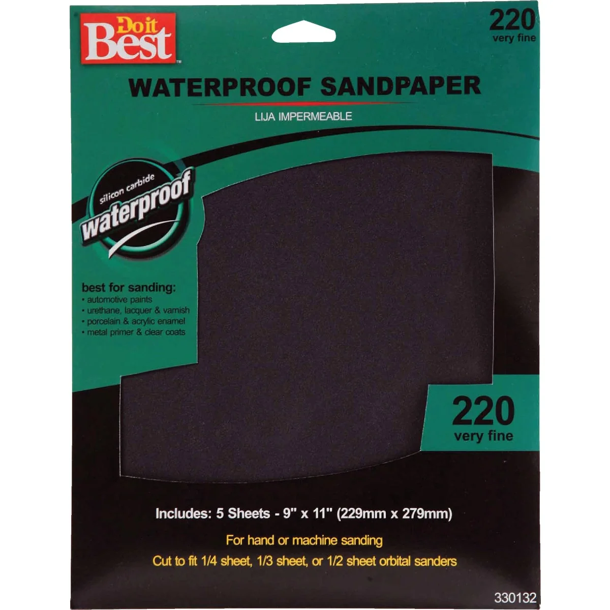 Powerful Do it Waterproof 9 In. x 11 In. 220 Grit Very Fine Sandpaper 5-Pack Refined