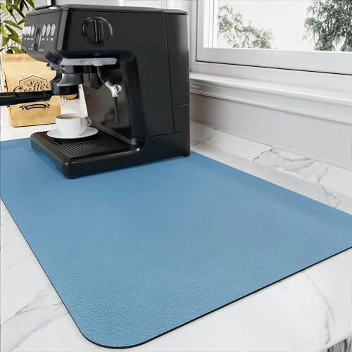 Original Coffee Mat Absorbent Hide Stain Rubber Backed Dish Drying Mat for Kitchen Counter Lightweight
