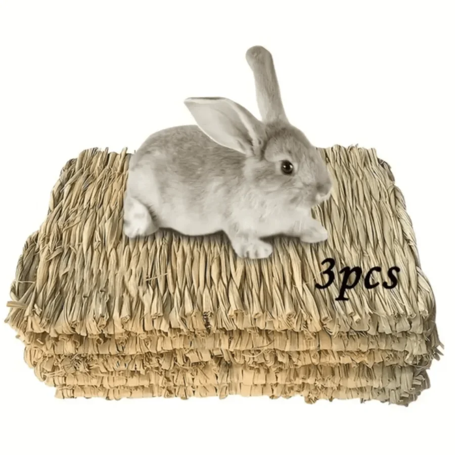 Fine Crafted Handwoven Grass Mats for Rabbits Guinea Pigs — 3-Pack Dependable