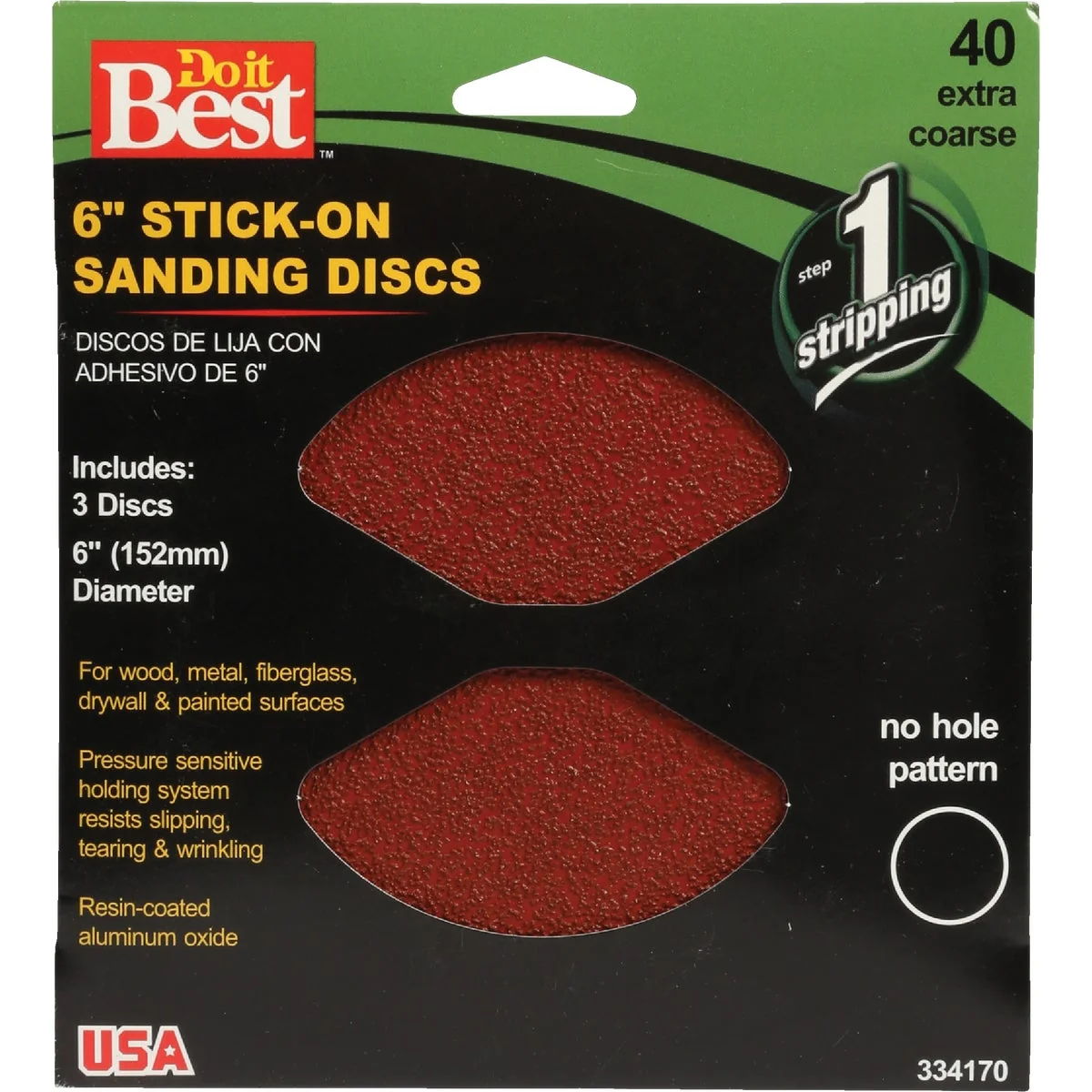 Durable Do it 6 In. 40 Grit Stick-On Sanding Disc 3-Pack Long-Lasting
