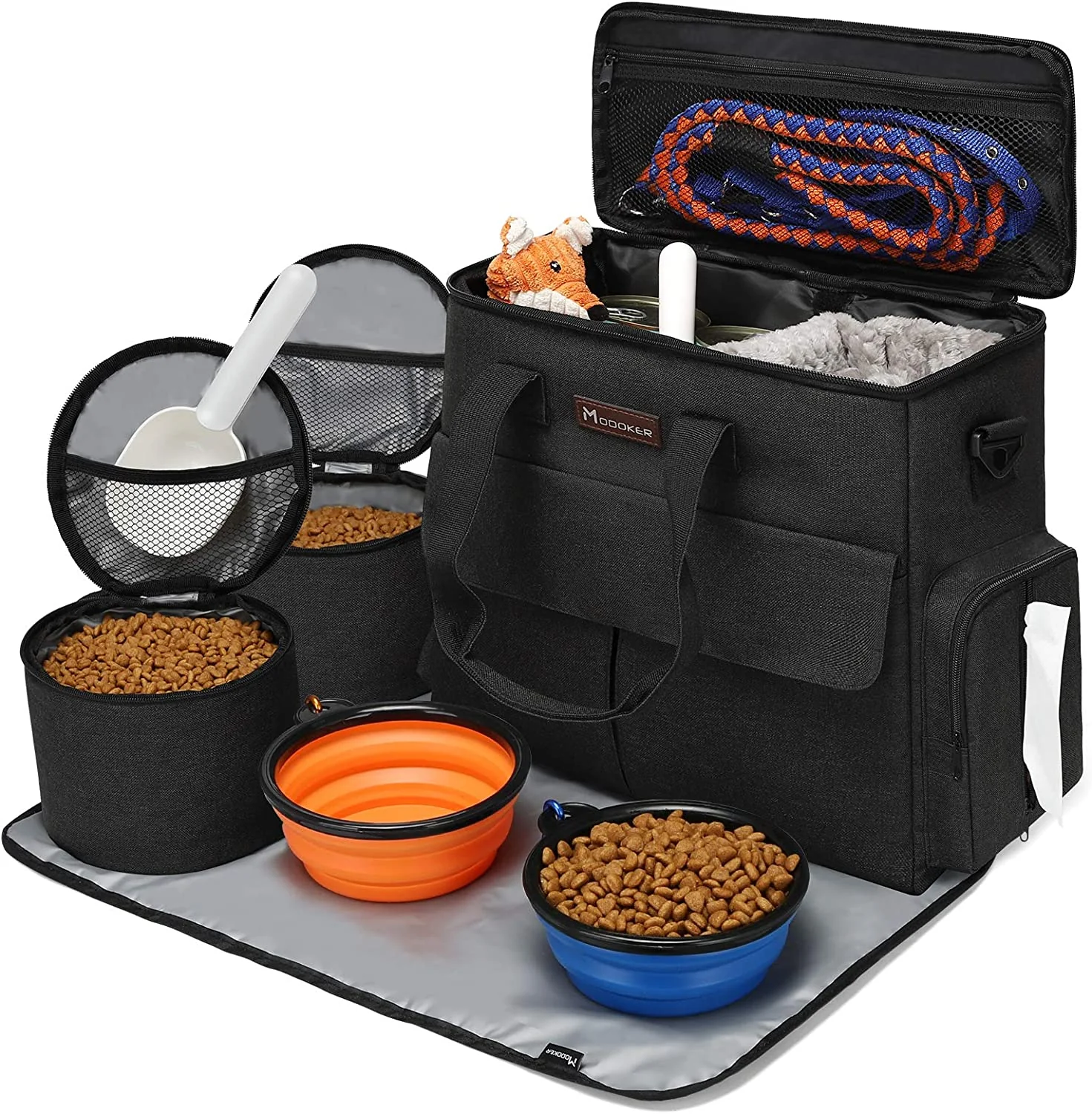 Breathable Dog Travel Bag Set — Weekend Go-Bag with Bowls Storage Responsible