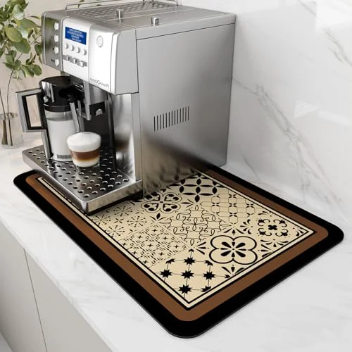 Verified Coffee Mat Hide Stain Rubber Backed Absorbent Dish Drying Mat for Kitchen Counter Powerful