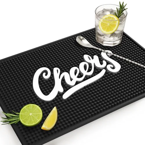 Reusable Cheers Bar Mat Detailed