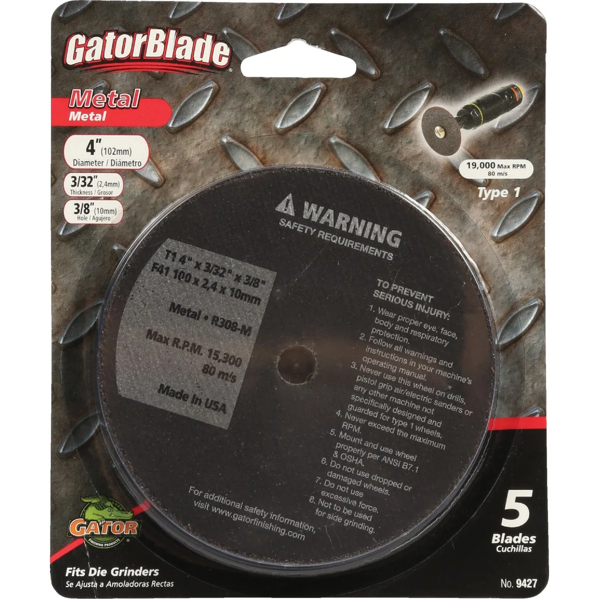 Fine Crafted Gator 7 In. 80 Grit Fiber Disc 3-Pack Durable