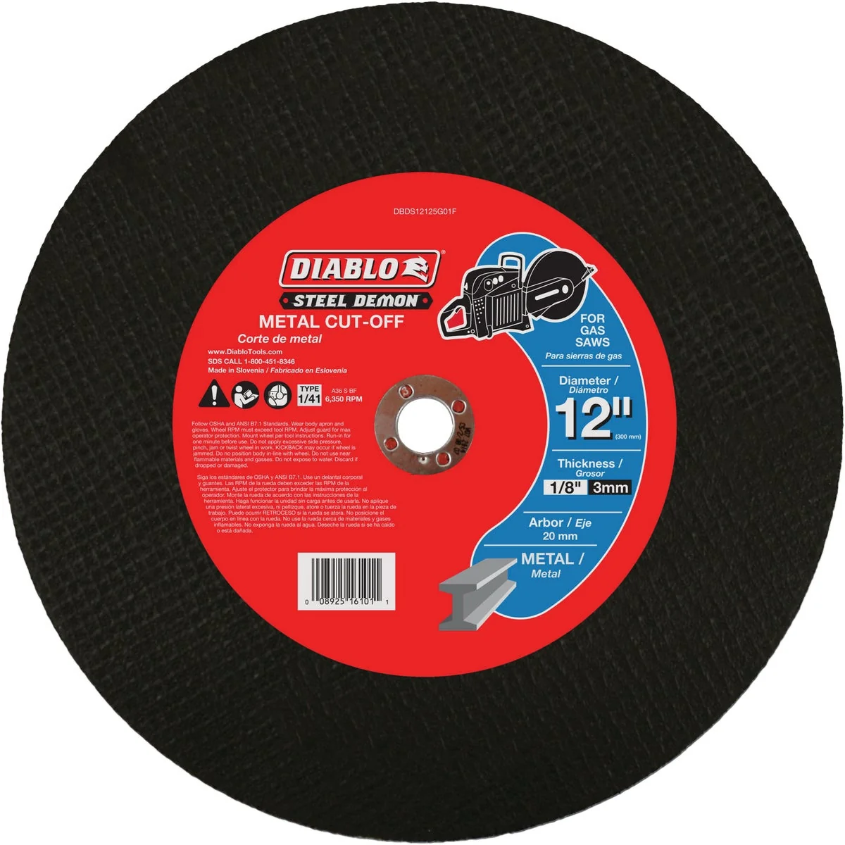Unique Diablo Steel Demon 12 In. x 20mm Metal High Speed Cut Off Disc Flexible