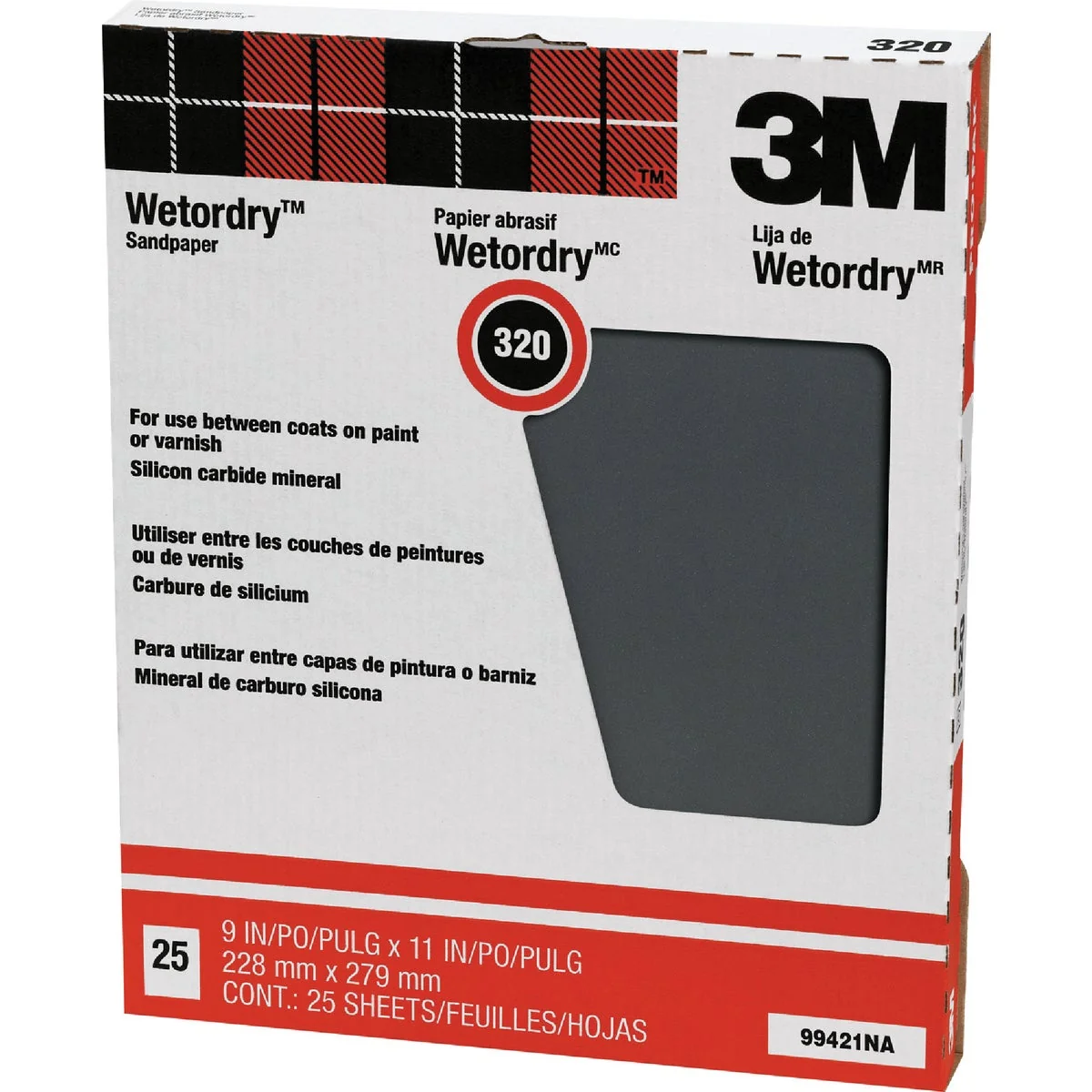 Reliable 3M Wetordry Pro-Pak 9 In. x 11 In. 320 Grit Extra Fine Sandpaper 25-Pack Lightweight