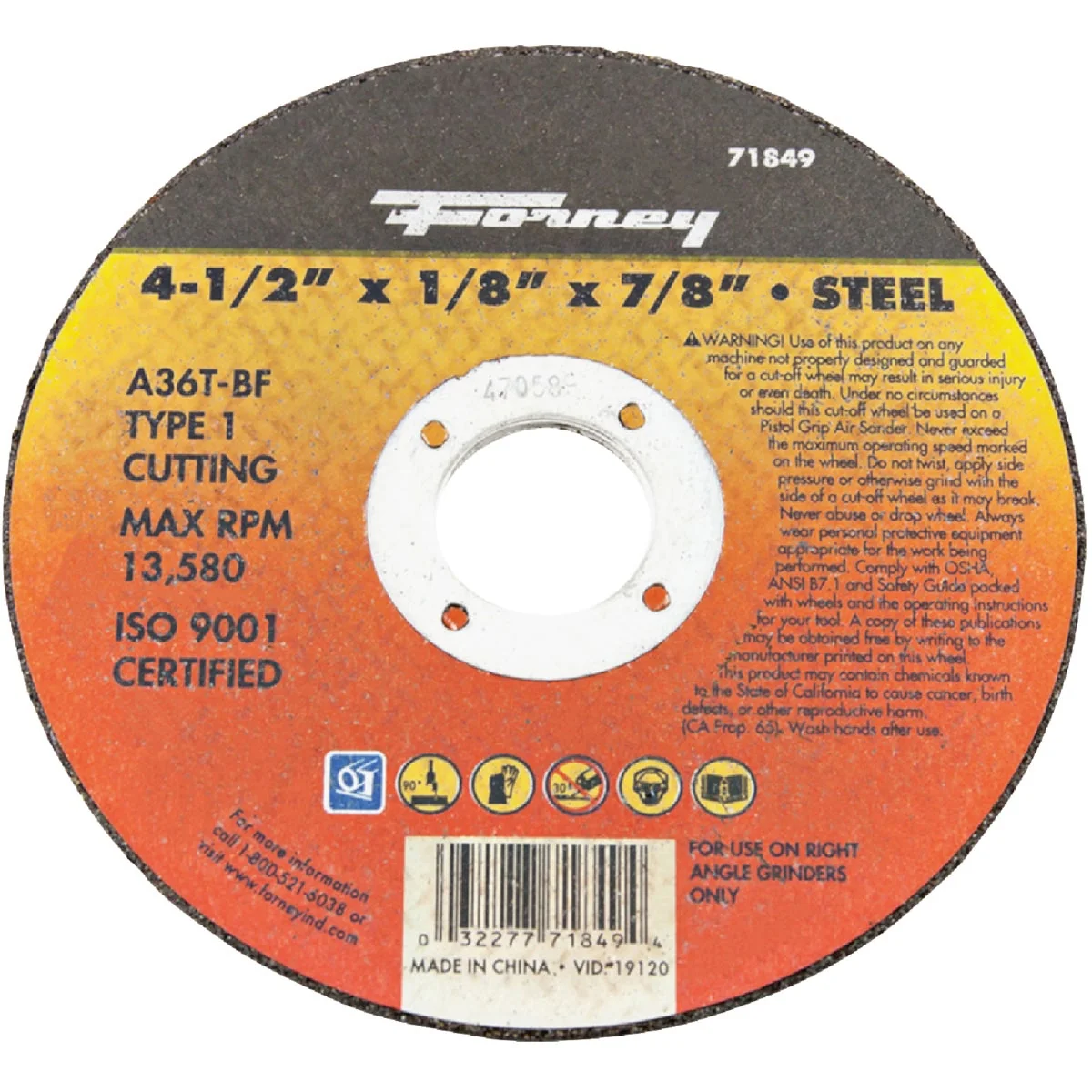 Functional Forney Type 1 4-1 2 In. x 1 8 In. x 7 8 In. Steel Cut-Off Wheel Top-Quality
