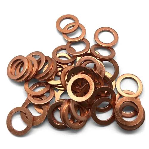 Clean M12 Flat Washer Copper Sealing Ring 50 Count Natural