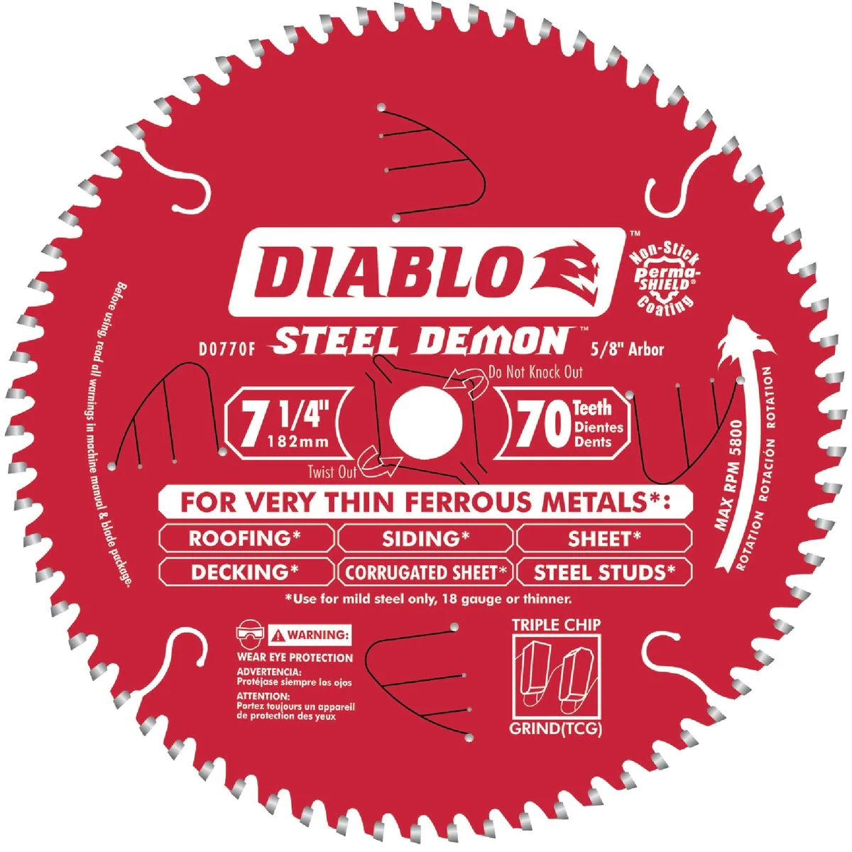 Convenient Diablo Steel Demon 7-1 4 In. 70-Tooth Thin Ferrous Metals Circular Saw Blade Soft