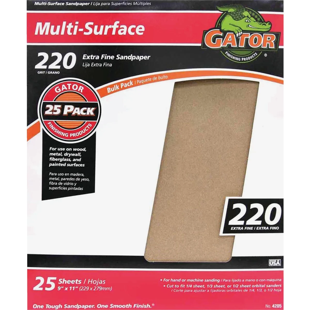 Specialty Gator Multi-Surface 9 In. x 11 In. 220 Grit Extra Fine Sandpaper 25-Pack Proven