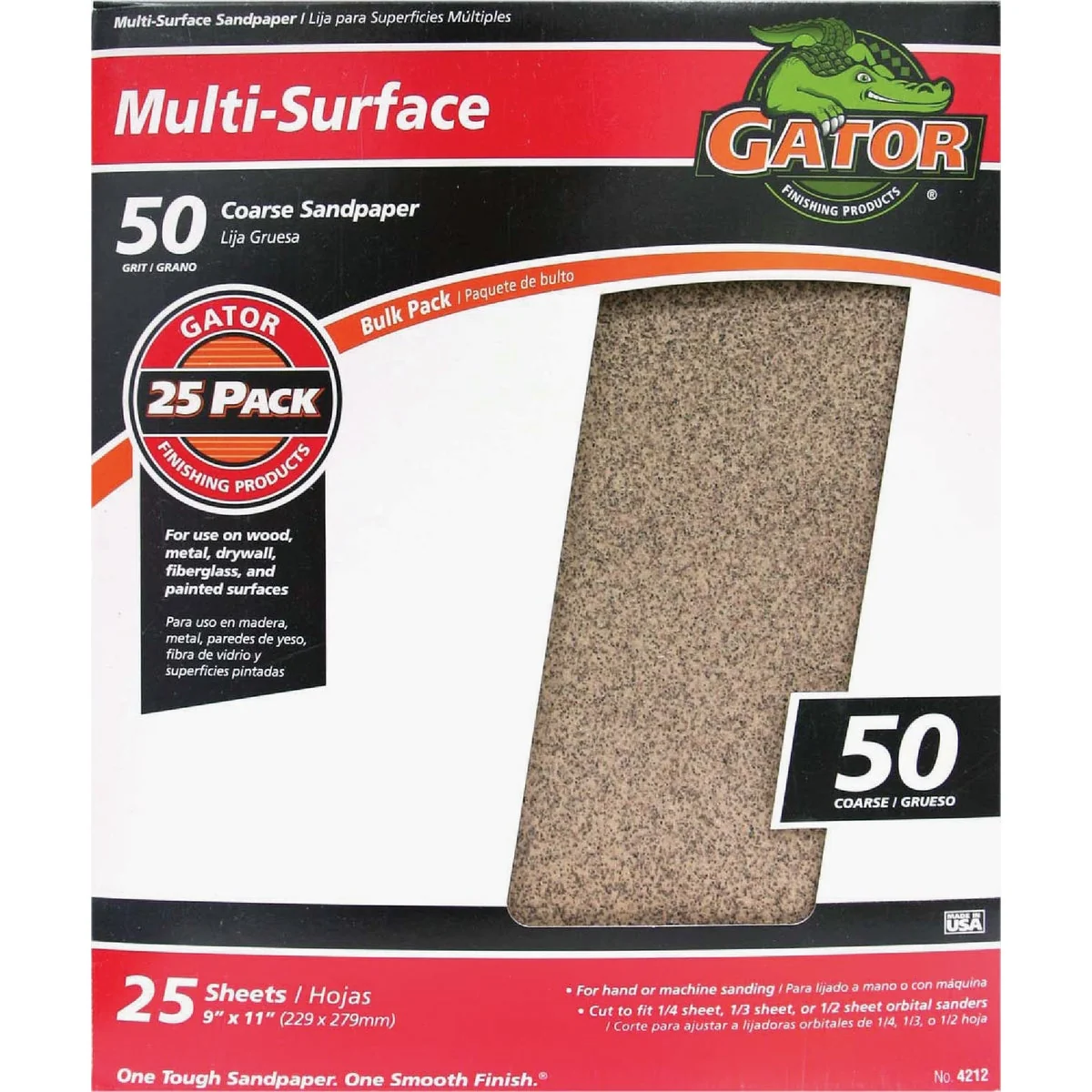 Fine Gator Multi-Surface 9 In. x 11 In. 50 Grit Coarse Sandpaper 25-Pack Prestigious