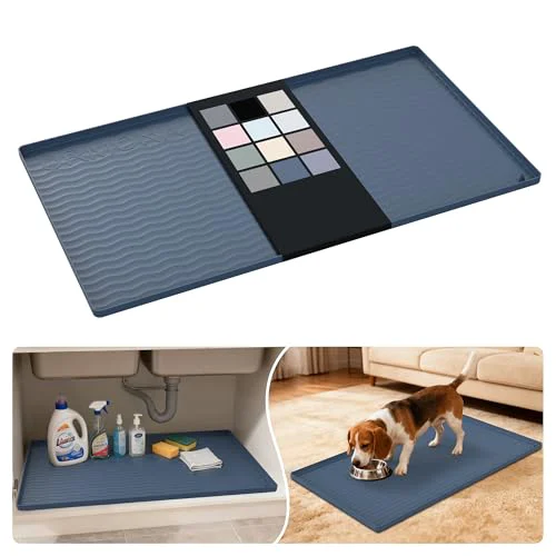 Pure Waterproof Silicone Under Sink Mat 34” x 19” Shelf Liner for Kitchen and Bathroom 646 sq in Professional