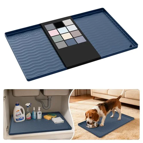 Genuine Waterproof Silicone Under Sink Mat 22” x 14” Shelf Liner for Kitchen and Bathroom Fine