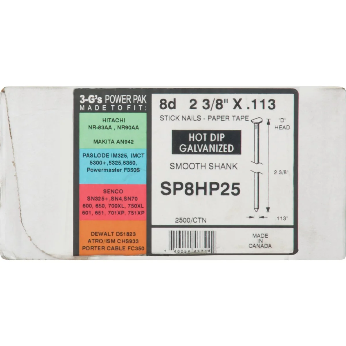 Selected Grip-Rite 30 Degree Paper Tape Hot-Dipped Galvanized Smooth Shank Clipped Head Framing Stick Nail 2-3 8 In. x .113 In. 2500 Ct. Solid