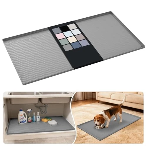 Verified Waterproof Silicone Under Sink Mat 40” x 22” Shelf Liner for Kitchen and Bathroom 880 sq in Organic