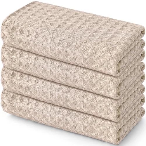 Quality Microfiber Waffle Weave Kitchen Towels 4 Count Effective