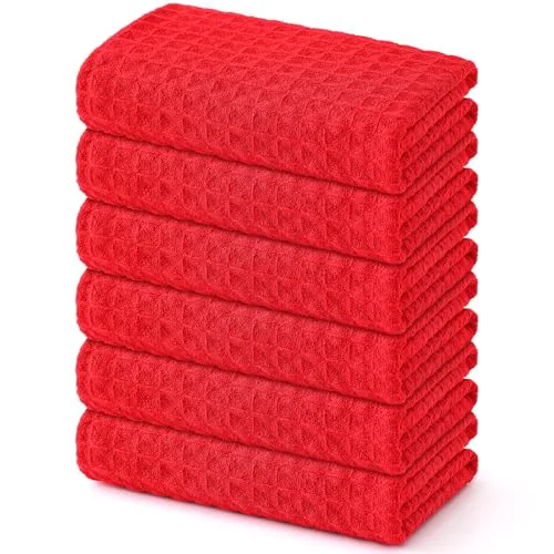 Convenient Microfiber Waffle Weave Kitchen Towels 6 Count Comfortable