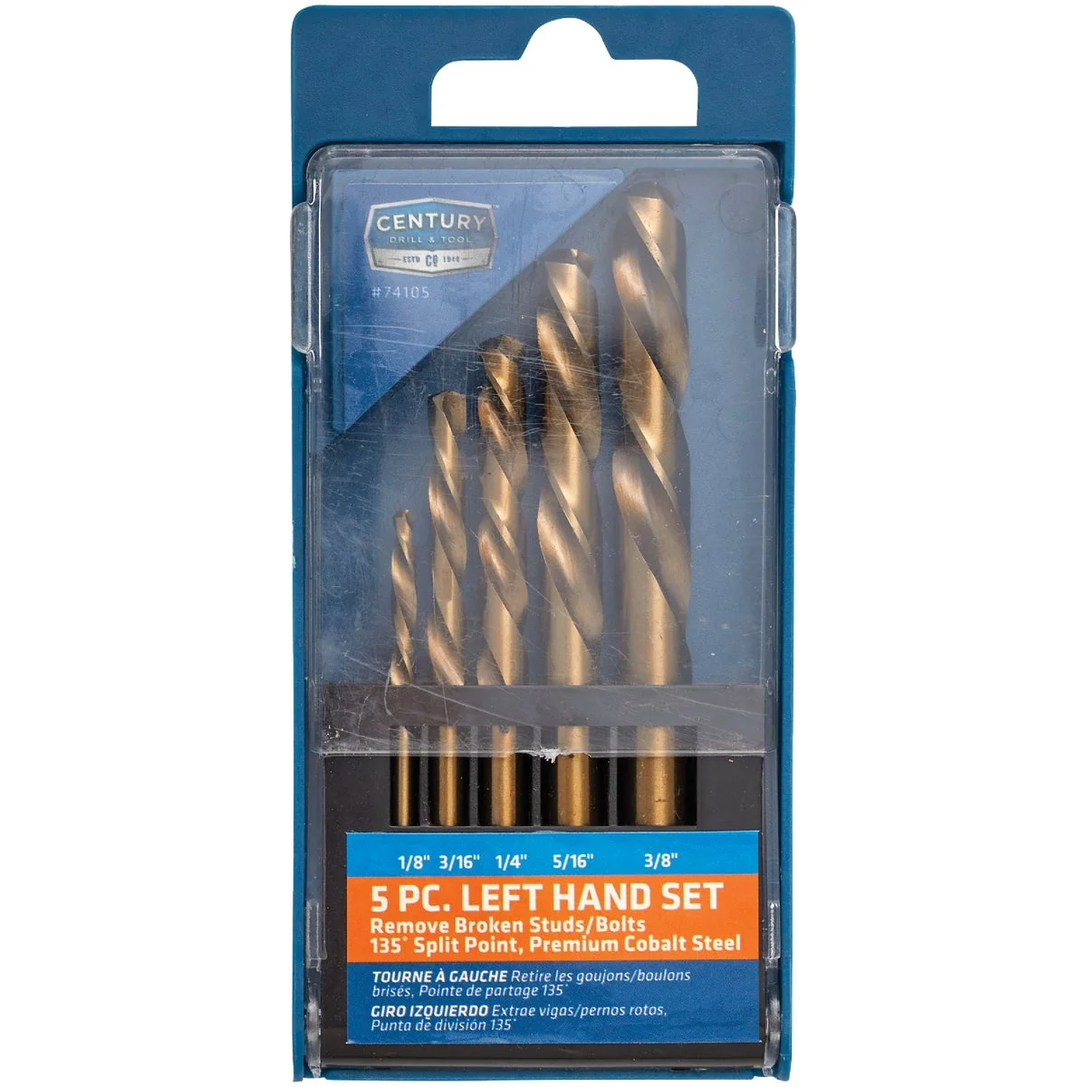 Official Century Drill Tool Cobalt Steel Left Hand Drill Bit Set 5-Piece Fashionable