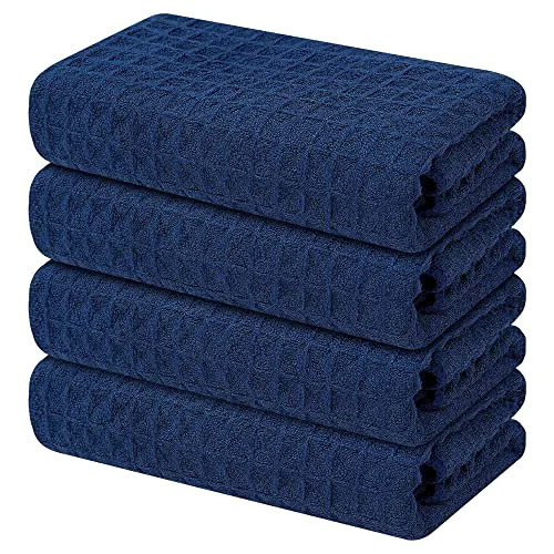 Organic Microfiber Waffle Weave Kitchen Towels 4 Count Contemporary