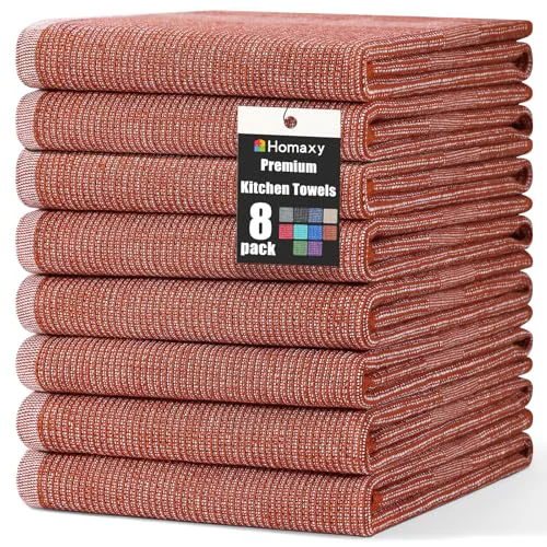 Durable 380 GSM Cotton Premium Kitchen Towels 8 Pack 8 Count High-Quality