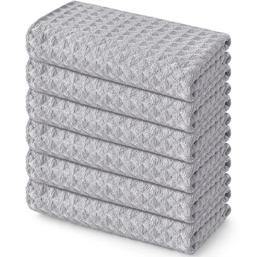 Responsible Microfiber Waffle Weave Kitchen Towels 6 Count Lightweight