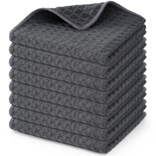 First-Class Microfiber Waffle Weave Kitchen Dish Cloths 8 Count Quality
