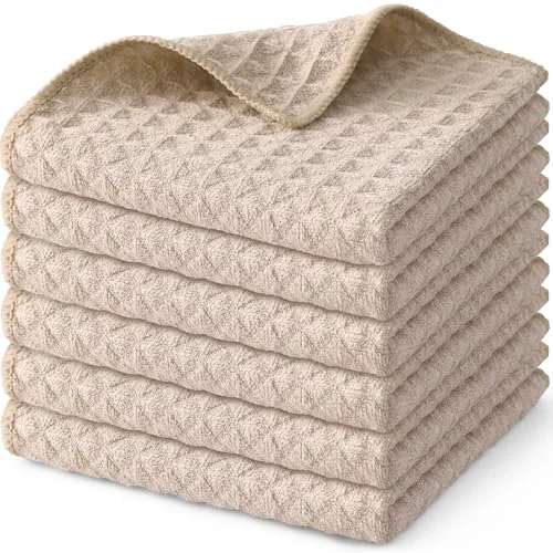Smart Microfiber Waffle Weave Kitchen Dish Cloths 6 Count Responsible