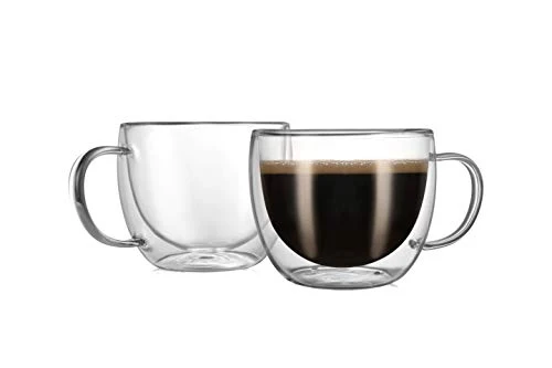 Traditional Double Wall Glass Cappuccino Mugs 8.1oz 2 Count Contemporary
