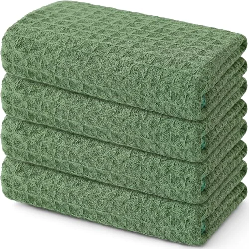 Functional Microfiber Waffle Weave Kitchen Towels 4 Count Exclusive